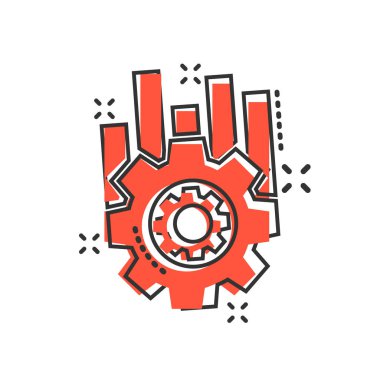 Komik tarzda operasyon proje simgesi. Dişli süreci vektör Carto