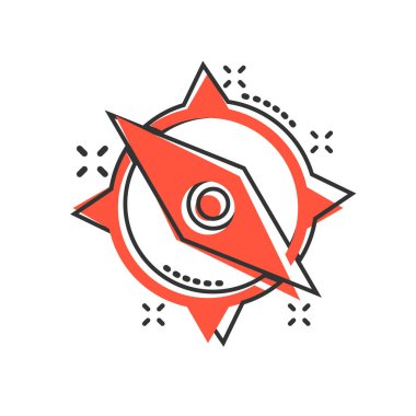 Komik tarzda küresel navigasyon simgesi. Pusula GPS vektör cartoo