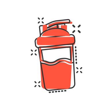 Komik tarzda Shaker simgesi. Spor şişe vektör karikatür çizim