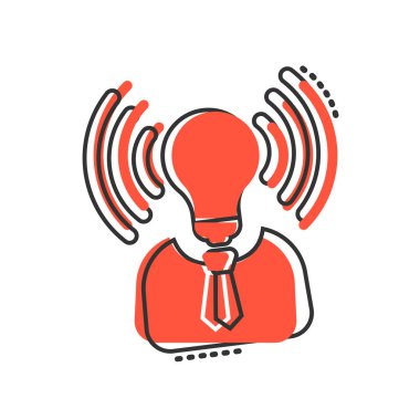 Komik tarzda Zihin farkındalık simgesi. Fikir insan vektör karikatür il