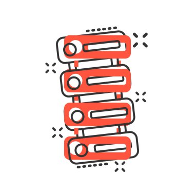 Komik tarzda veri merkezi simgesi. Sunucu vektör karikatür çizim ikişi