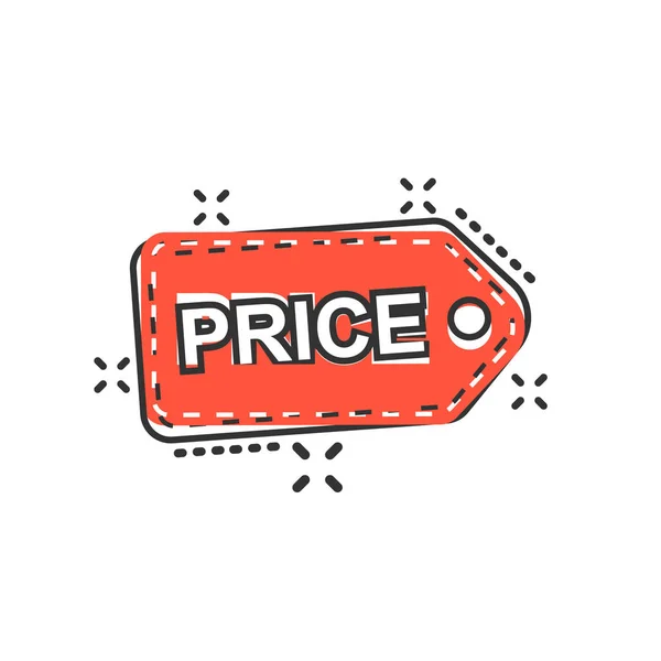 Icono de cupón de precio en estilo cómico. Precio tag vector de dibujos animados illus — Vector de stock