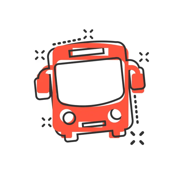 School bus icon in comic style. Autobus vector cartoon illustrat — Stock Vector