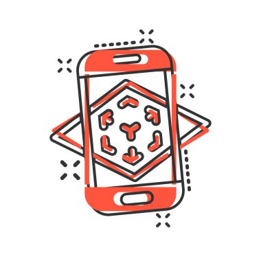 Komik tarzda artırılmış gerçeklik simgesi. Vr cihaz vektör karikatür 