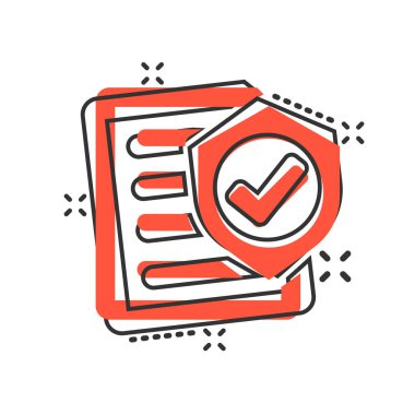 Komik tarzda sigorta poliçesi simgesi. Rapor vektör karikatür illu