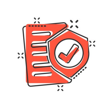 Komik tarzda sigorta poliçesi simgesi. Rapor vektör karikatür illu