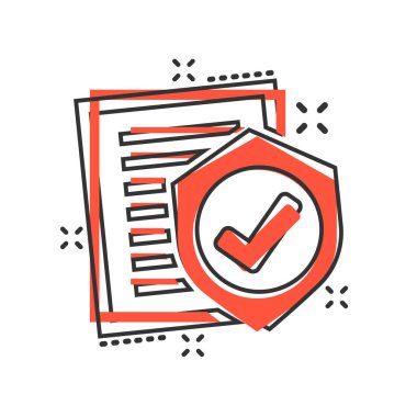 Komik tarzda sigorta poliçesi simgesi. Rapor vektör karikatür illu