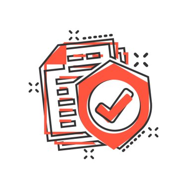 Komik tarzda sigorta poliçesi simgesi. Rapor vektör karikatür illu