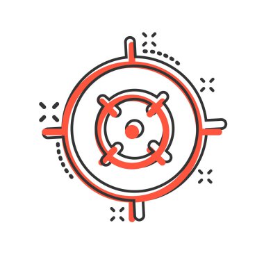 Çizgi roman tarzında hedef vektör simgesi çekim. Amaç keskin nişancı sembolü ca