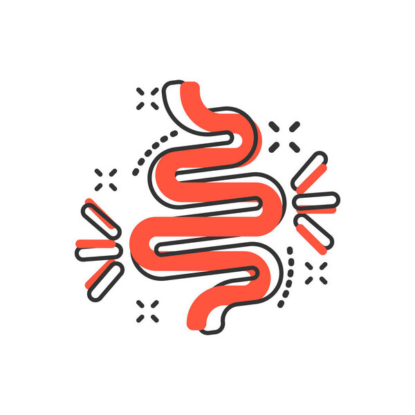 Gut constipation icon in comic style. Colitis vector cartoon ill