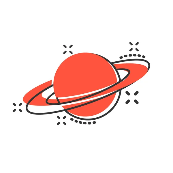 Icono de Saturno en estilo cómico. Planeta vector ilustración de dibujos animados o — Vector de stock