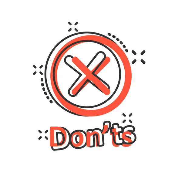 Don'ts sign icon in comic style. Unlike vector cartoon illustrat — Stock Vector