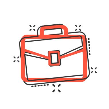 Komik tarzda evrak çantası işareti simgesi. Bavul vektör karikatür Illu