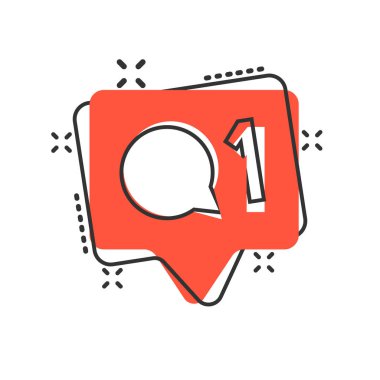 Komik tarzda sosyal medya bildirim işareti simgesi. Gibi, commen