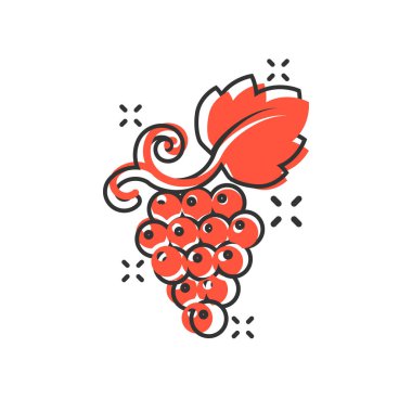 Üzüm meyveler çizgi tarzı işareti simgesi. Grapevine vektör karikatür 