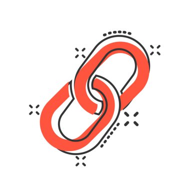 Komik tarzda zincir işareti simgesi. Bağlantı vektör karikatür illüstrasyon