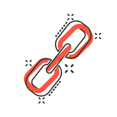 Komik tarzda zincir işareti simgesi. Bağlantı vektör karikatür illüstrasyon