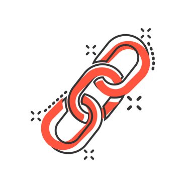 Komik tarzda zincir işareti simgesi. Bağlantı vektör karikatür illüstrasyon