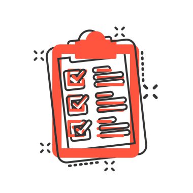 Çizgi roman tarzı pano işareti simgesi kontrol. Belge listesi Vect