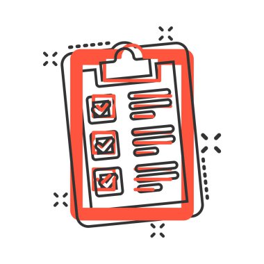 Çizgi roman tarzı pano işareti simgesi kontrol. Belge listesi Vect