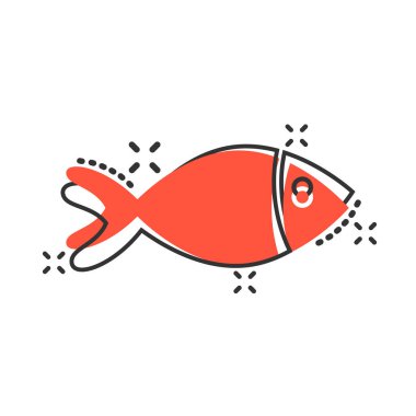 Komik tarzda balık işareti simgesi. Goldfish vektör karikatür ıllustrat