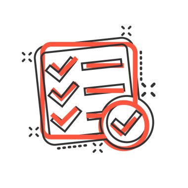 Çizgi roman tarzı belge işareti simgesi kontrol. Anket vektör Carto