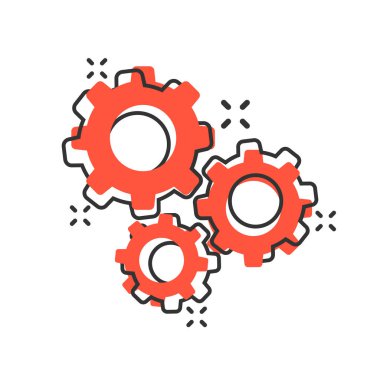 Komik tarzda dişli vektör simgesi. COG tekerlek karikatür illüstrasyon 