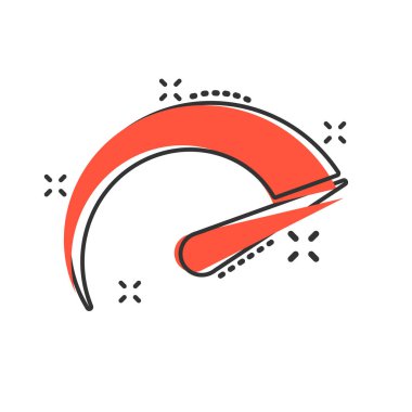 Komik tarzda hız ölçer Seviye işareti simgesi. Hızlandırmak vektör CA