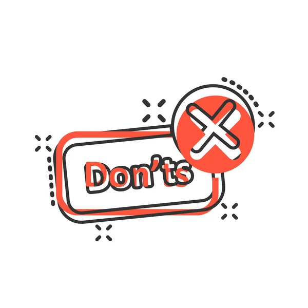 Don'ts teken pictogram in komische stijl. In tegenstelling tot vector cartoon illustrat — Stockvector