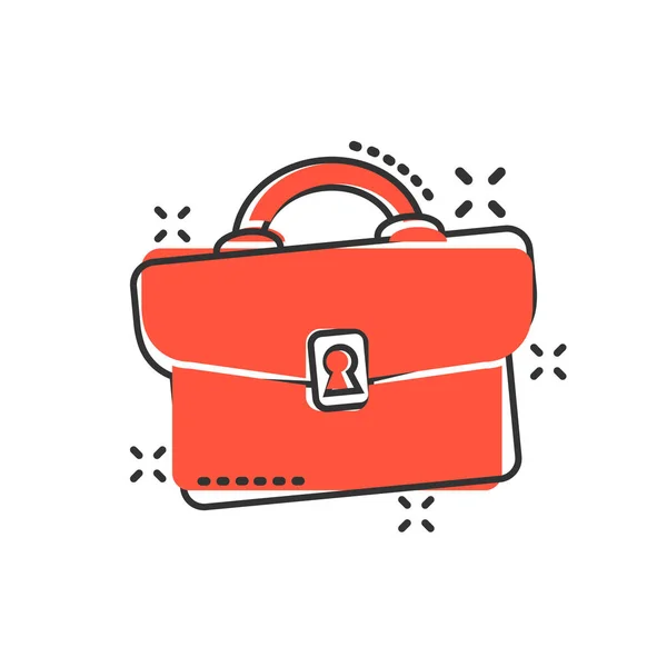 Briefcase sign icon in comic style. Suitcase vector cartoon illu — Stock Vector