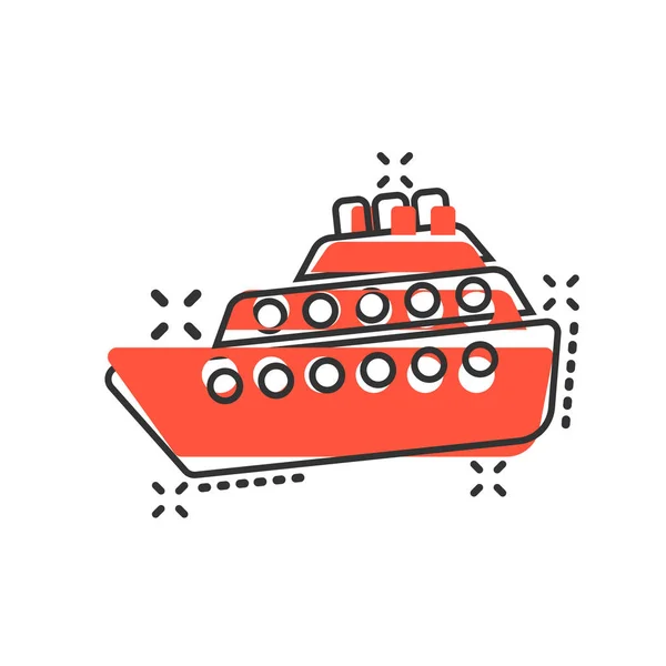 Ship Cruise skylt ikon i komisk stil. Last båt vektor tecknad — Stock vektor