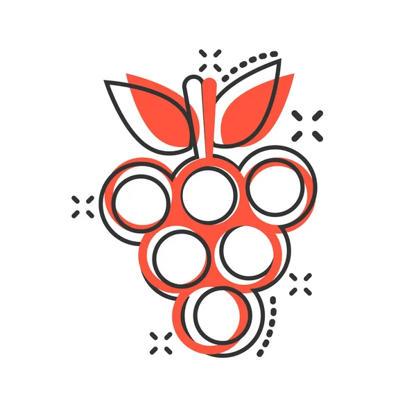 Grape fruits sign icon in comic style. Grapevine vector cartoon — Stock Vector