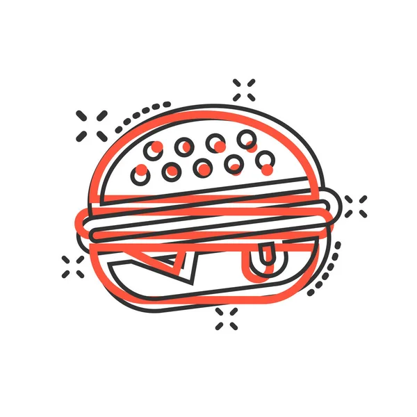 Icono de signo de hamburguesa en estilo cómico. Hamburguesa vector de dibujos animados illust — Vector de stock