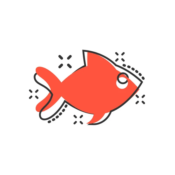 Fish sign icon in comic style. Goldfish vector cartoon illustrat — Stock Vector