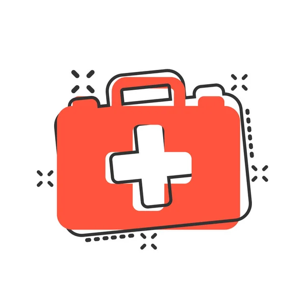 First aid kit icon in comic style. Health, help and medical diag — Stock Vector