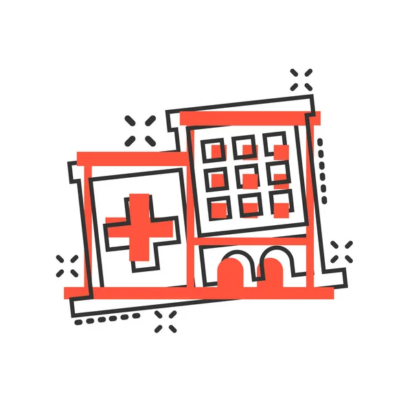 Hospital Building icon in komische stijl. Infirmary vector cartoon — Stockvector