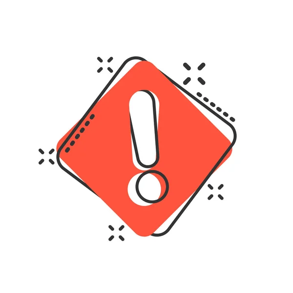 Exclamation mark icon in comic style. Danger alarm vector cartoo