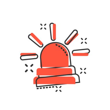 Komik tarzda acil siren simgesi. Polis alarm vektör karikatür