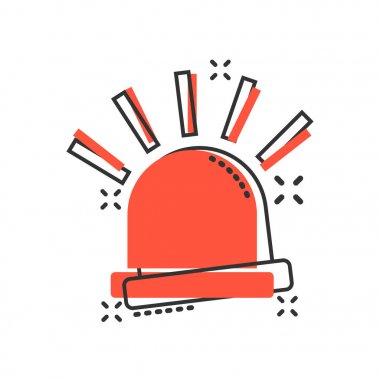 Komik tarzda acil siren simgesi. Polis alarm vektör karikatür