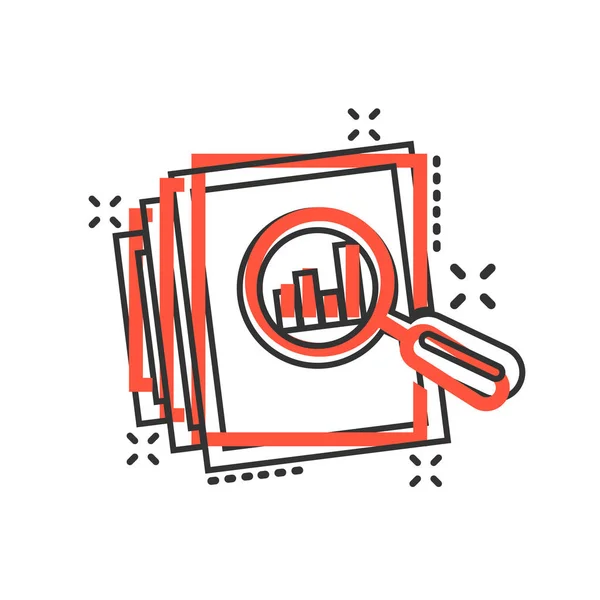 Icono de documento de auditoría en estilo cómico. Informe de resultados vector de dibujos animados — Vector de stock