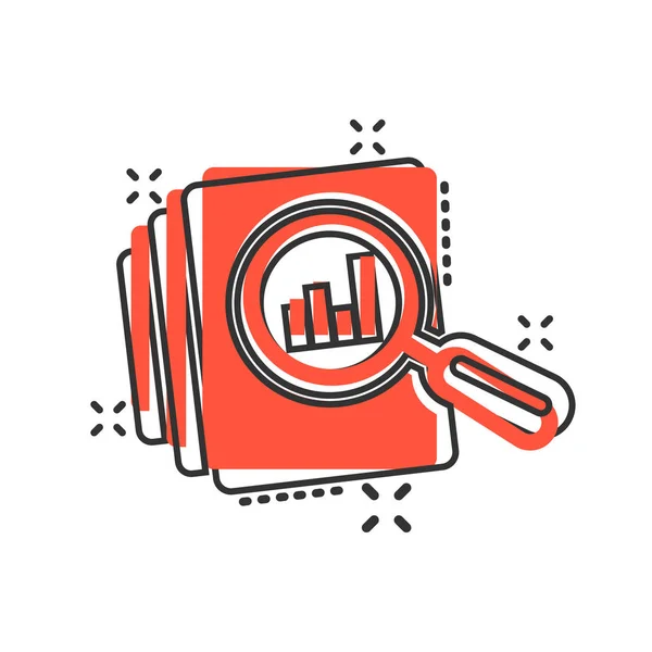 Audit document icon in comic style. Result report vector cartoon — Stock Vector