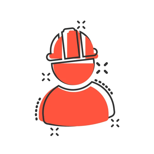 Ikona robotnika budowlanego w stylu komiksowym. Wektor pracownika fabryki — Wektor stockowy