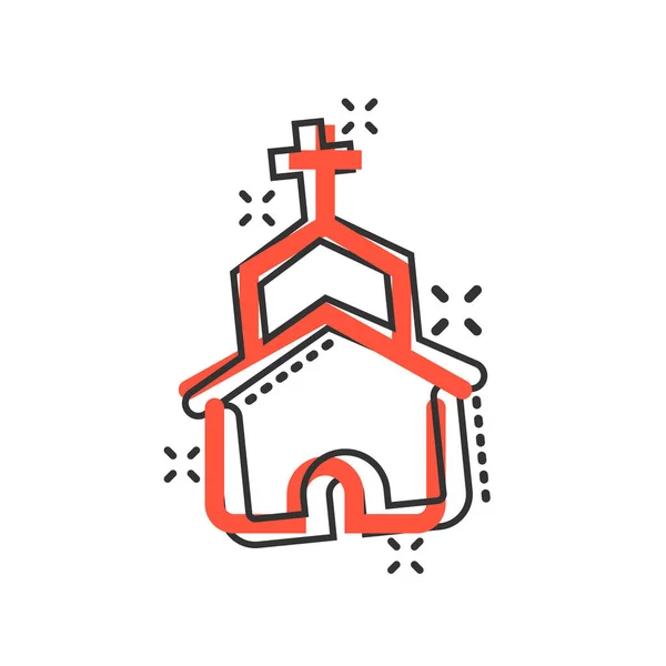 Church icon in comic style. Chapel vector cartoon illustration o — Stock Vector