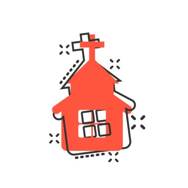 Komik tarzda kilise simgesi. Şapel vektör karikatür illüstrasyon o