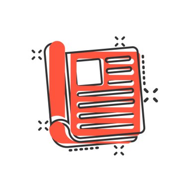 Komik tarzı dergi sayfa simgesi. Haber vektör karikatür illüstrasyon