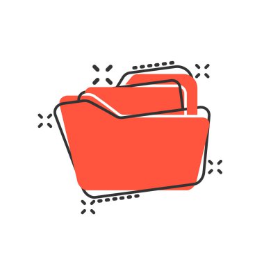 Komik tarzda dosya klasörü simgesi. Belgeler arşiv vektör cartoo