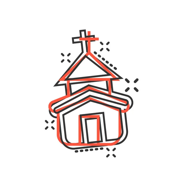 Церковная икона в комическом стиле. Часовня векторной иллюстрации — стоковый вектор