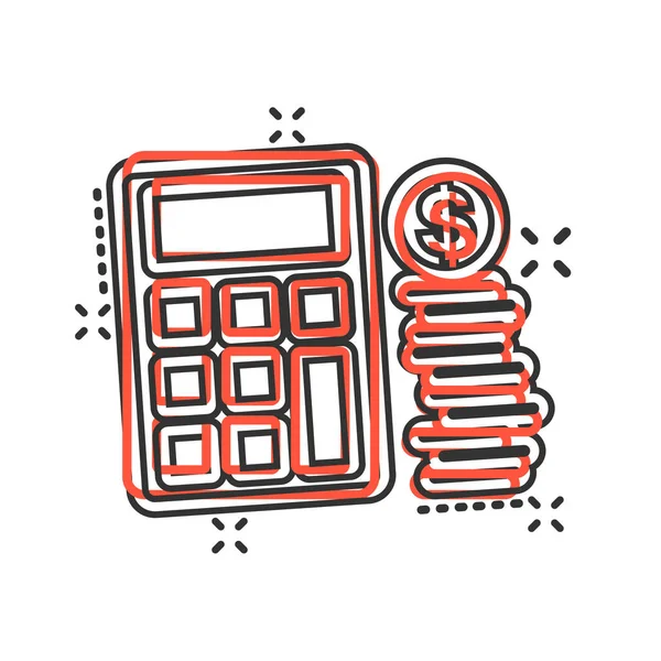 Money calculation icon in comic style. Budget banking vector car — Stock Vector