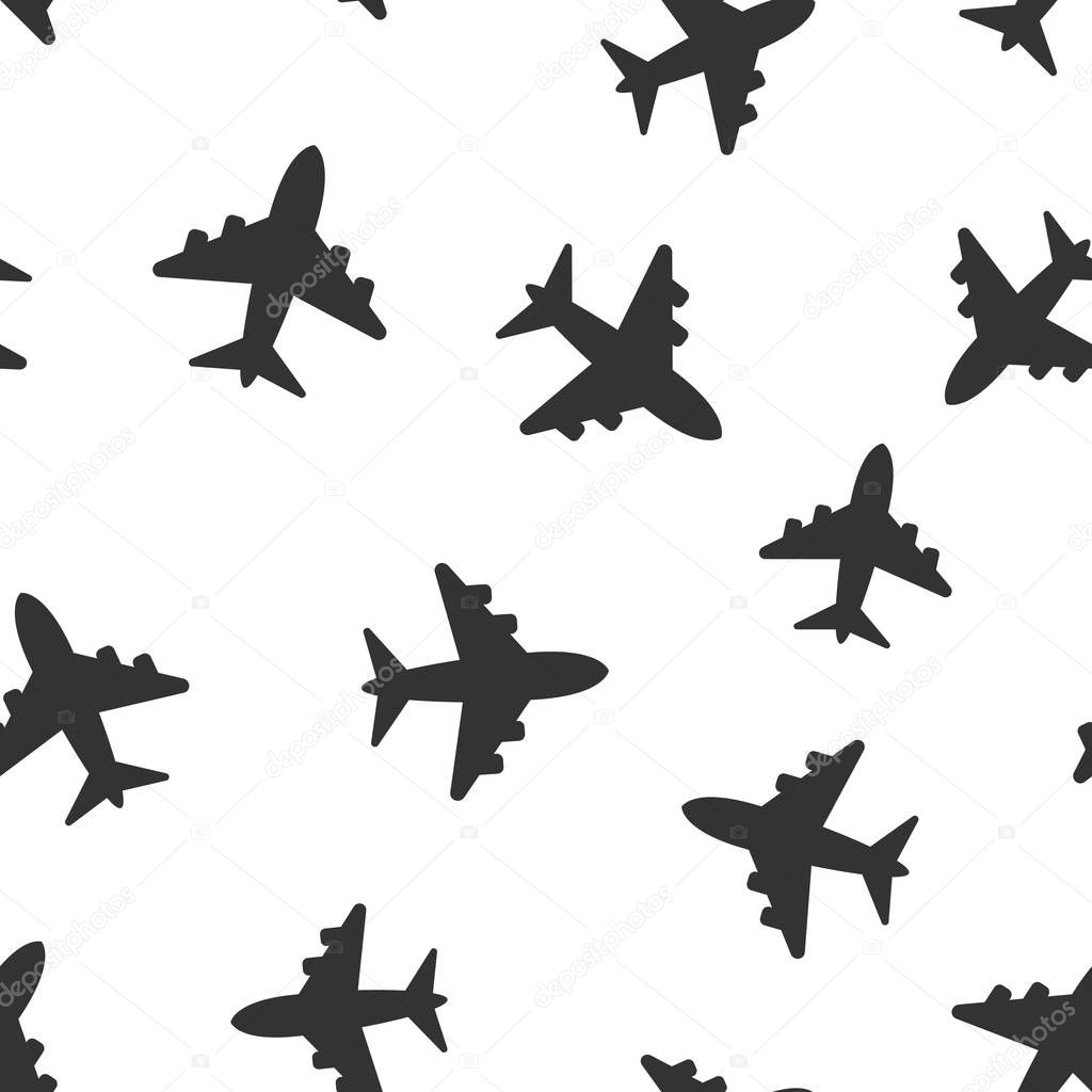 Airplane sign vector icon seamless pattern background. Airport p