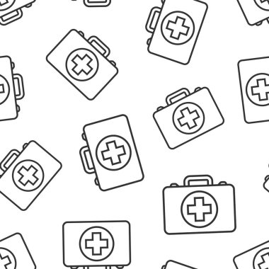 İlk yardım kiti simgesi dikişsiz desen arka plan. Sağlık, yardım ve
